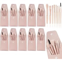 10 Sets Makeup Brush Set Bulk Brushes Bag Mini Face Make up Brushes Brushes Bag for Makeup Party Favors Wedding Bridal Shower Favors Bridesmaid Gift Bachelorette Party Gift Ivory Beige