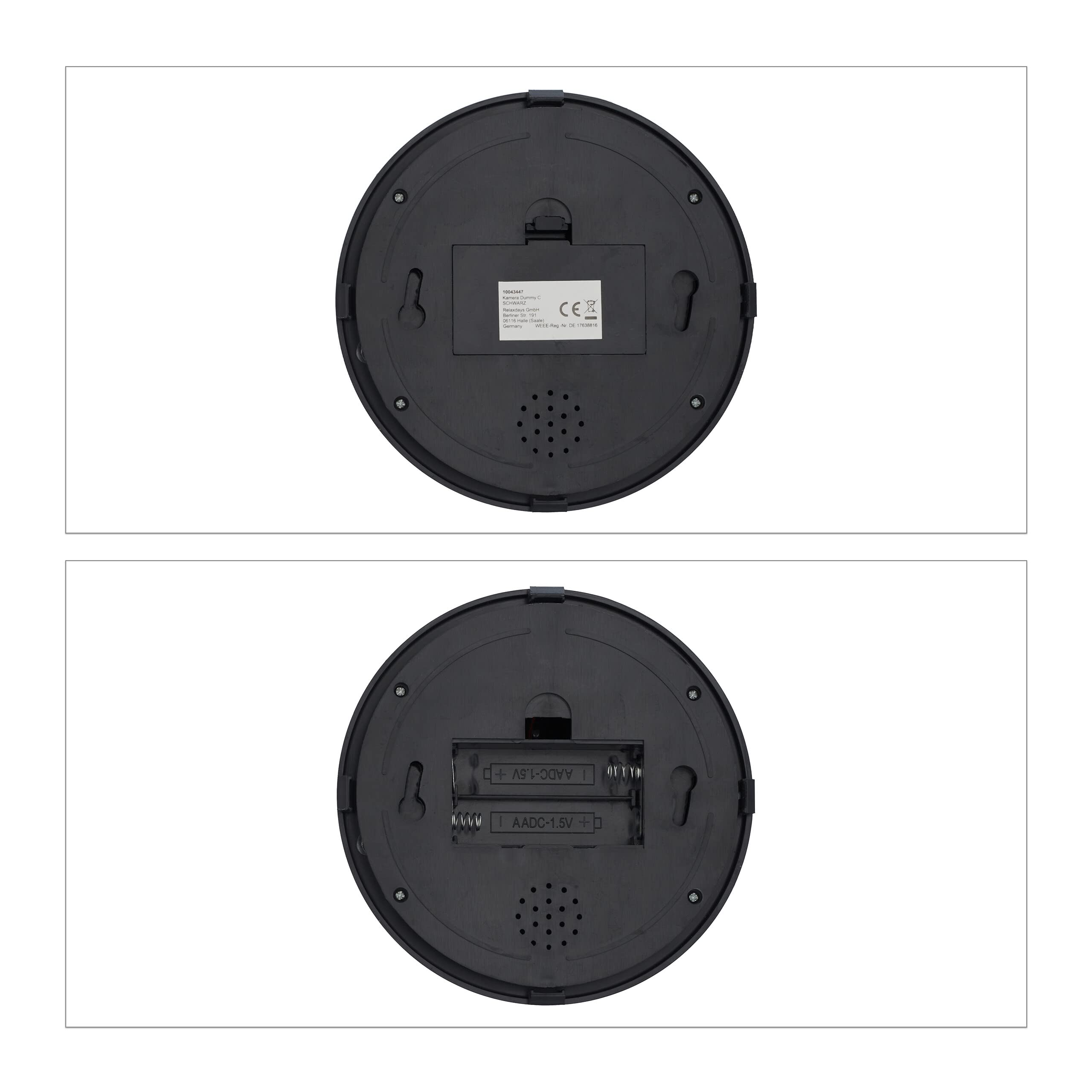 Relaxdays Telecamera Finta di Sorveglianza, Set 2 Dummy Camera, LED Lampeggiante, HLP: 23,5x12,5x14 cm, Deterrente, Nero