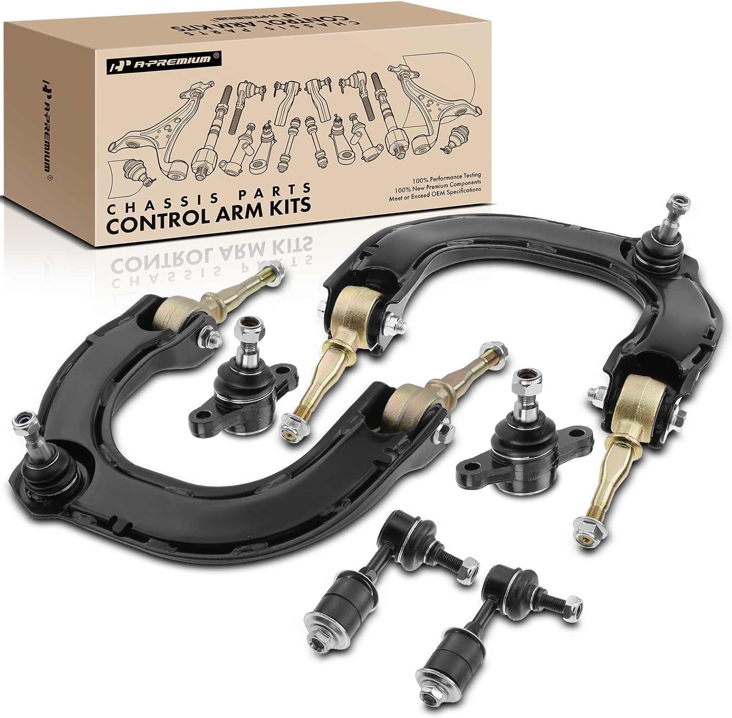 A-Premium Set of 6, Front Upper Control Arm, Sway Bar Link, Lower Ball Joint, Compatible with Hyundai Sonata 1999-2005, XG300 2001-2005, Kia Optima 2001-2006, Magentis 2001-2006