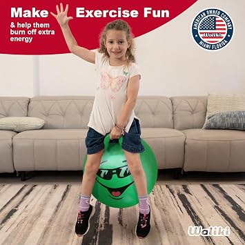 WALIKI Hopper Therapy Ball for Kids 7 8 9 and 10 Years Old | 20 Hoppity Hop Green Jumping Ball Toy | Active Toys for for Boys who Like Hopping