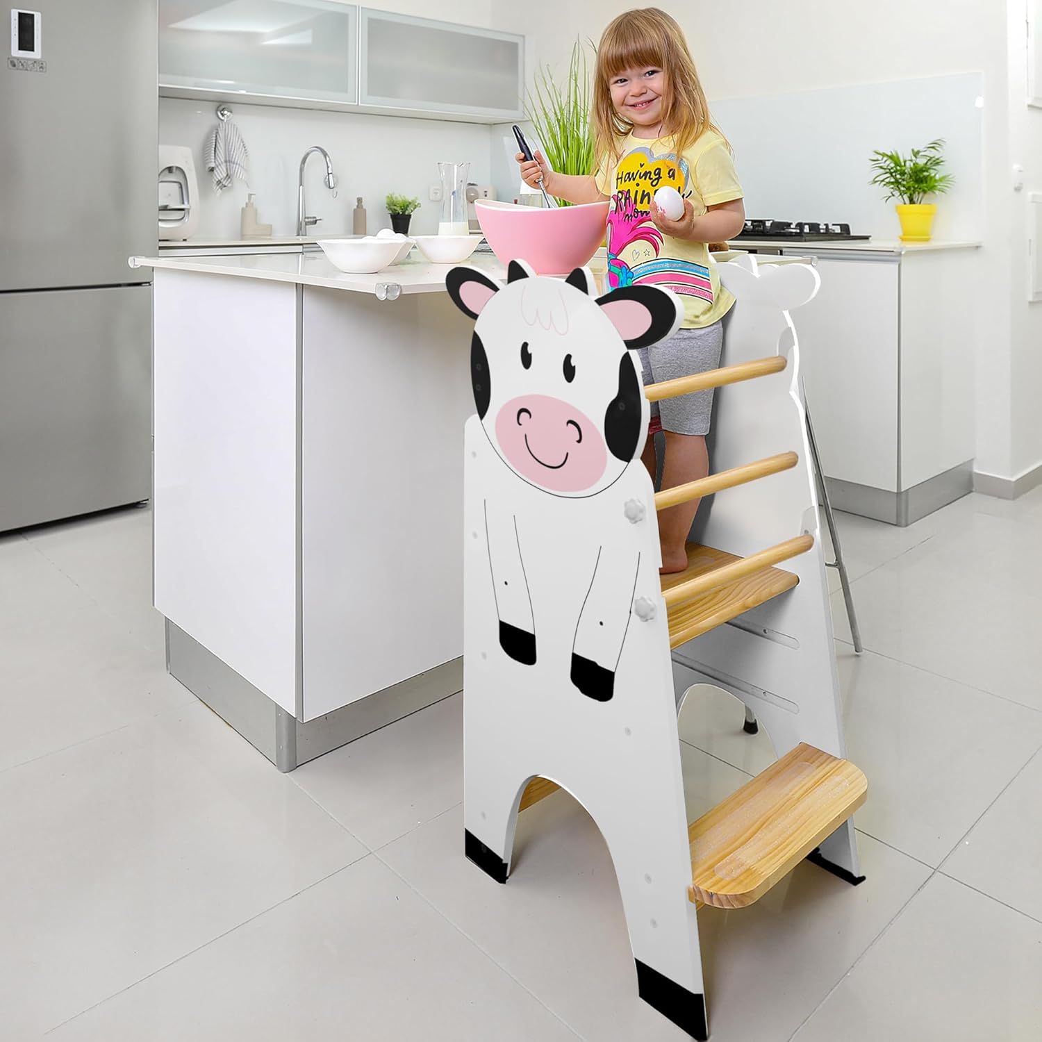 Shandra Kids Kitchen Step Stool for Toddlers, Toddler Tower Adjustable Stool with 17mm Thick Birch Plywood and Pinewood, Removable Back Bars and Anti-Slip Steps - Montessori... 10 Shandra Kids Kitchen Step Stool for Toddlers, Toddler Tower Adjustable Stool with 17mm Thick Birch Plywood and Pinewood, Removable Back Bars and Anti-Slip Steps - Montessori... - Image 8