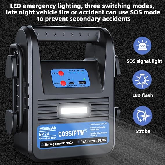 12V Car Jump Starter 5000A High-Capacity Car Jump Starter - No Charging Required!
