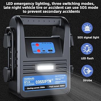 12V Car Jump Starter 5000A High-Capacity Car Jump Starter - No Charging Required!
