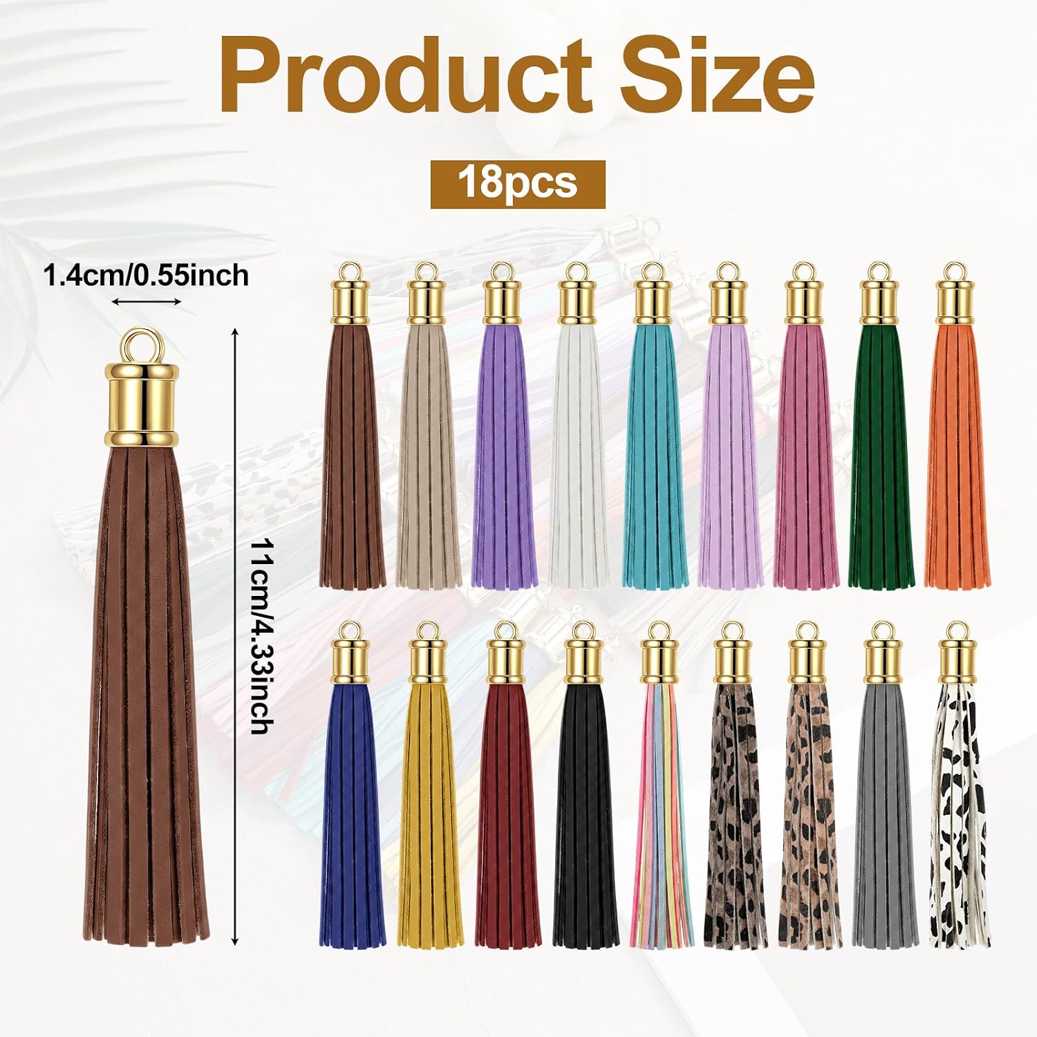 18 PCS Artificial Leather Tassel, Colourful Faux Leather Tassel Circle PU Leather Key Chain Tassels for Handbag Bag Decor DIY Key Chains Jewelry Making