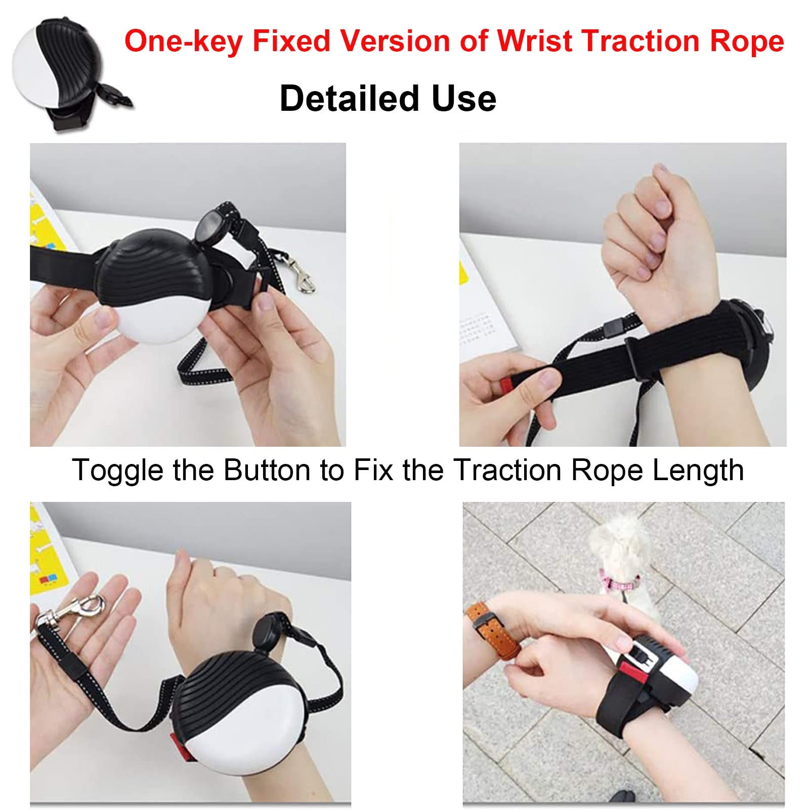 Guinzaglio For Cani Allungabile, Corda Da Trazione For Polso Da 2,5 M, Corda Da Trazione For Cani Telescopica Automatica A Mani Libere, Cinturino Da Polso Regolabile For Cani guinzaglio metri retratti