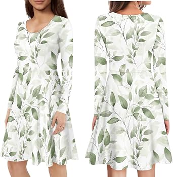 Mommy and Me Dresses Matching Mother Daughter Outfits Crewneck Dress for Fall Winter Spring Women's Casual Dresses