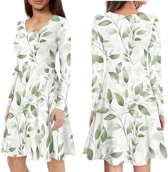Mommy and Me Dresses Matching Mother Daughter Outfits Crewneck Dress for Fall Winter Spring Women's Casual Dresses