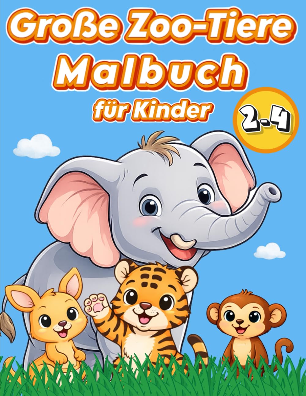 Große Zoo Tiere Malbuch für Kinder: Malbuch Tiere für Kleinkinder ab 2 Jahren