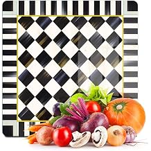 Decovetro Cam Kesme Tahtas  ve Sunumluk MacKenzie Siyah Beyaz Dama 30x30 cm