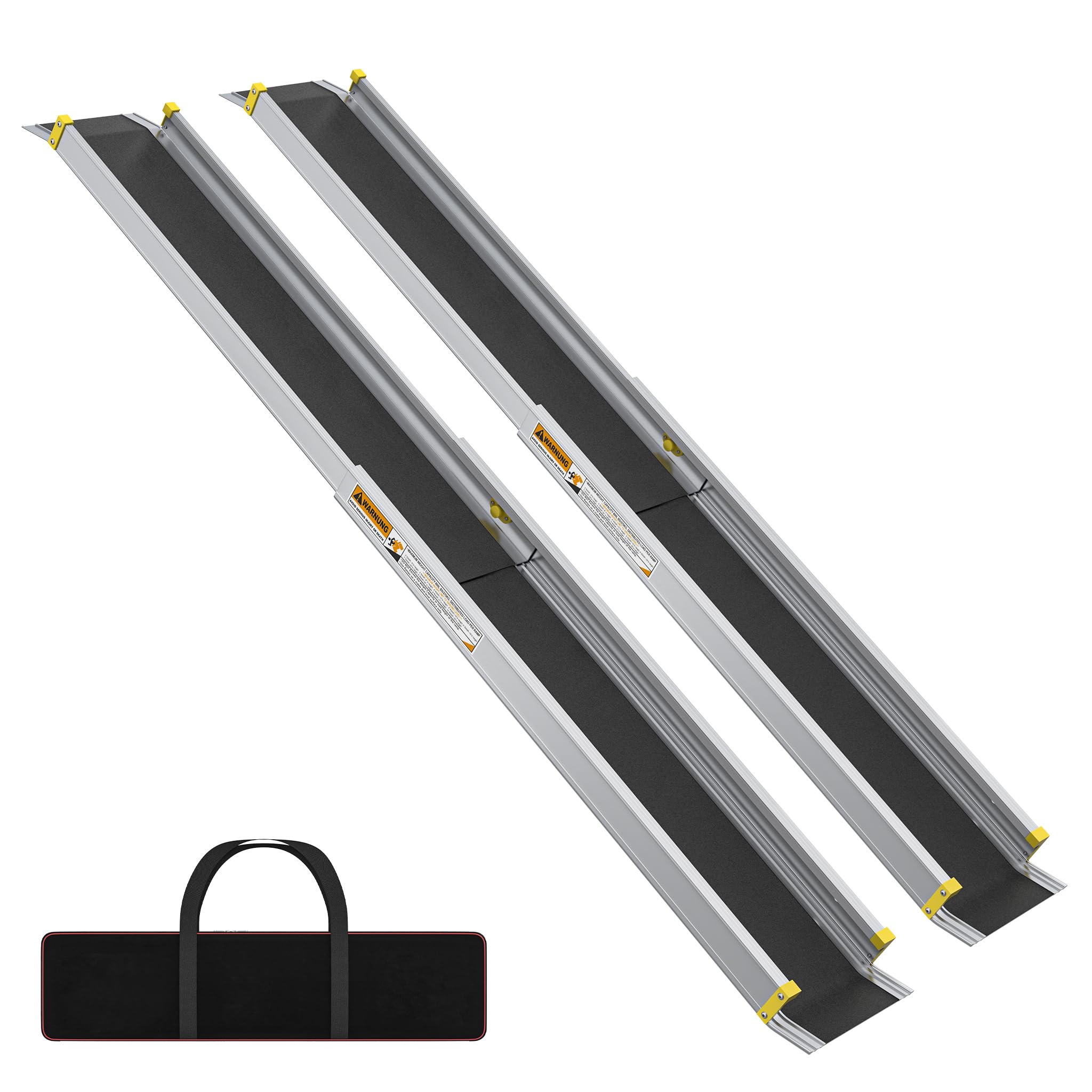 Aufun Rampa do wózków inwalidzkich, aluminiowa rampa teleskopowa, 91-152,5 cm, z torbą, antypoślizgowa, wydłużana rampa teleskopowa o pojemności 272 kg, idealna do ręcznych wózków inwalidzkich, wózków