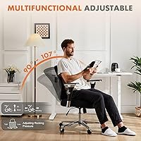 Vista 3 de Sweetcrispy Silla de Escritorio de Oficina Grande y Alta con Soporte Lumbar, Silla de Computadora Ergonómica de Malla de Servicio Pesado de 500