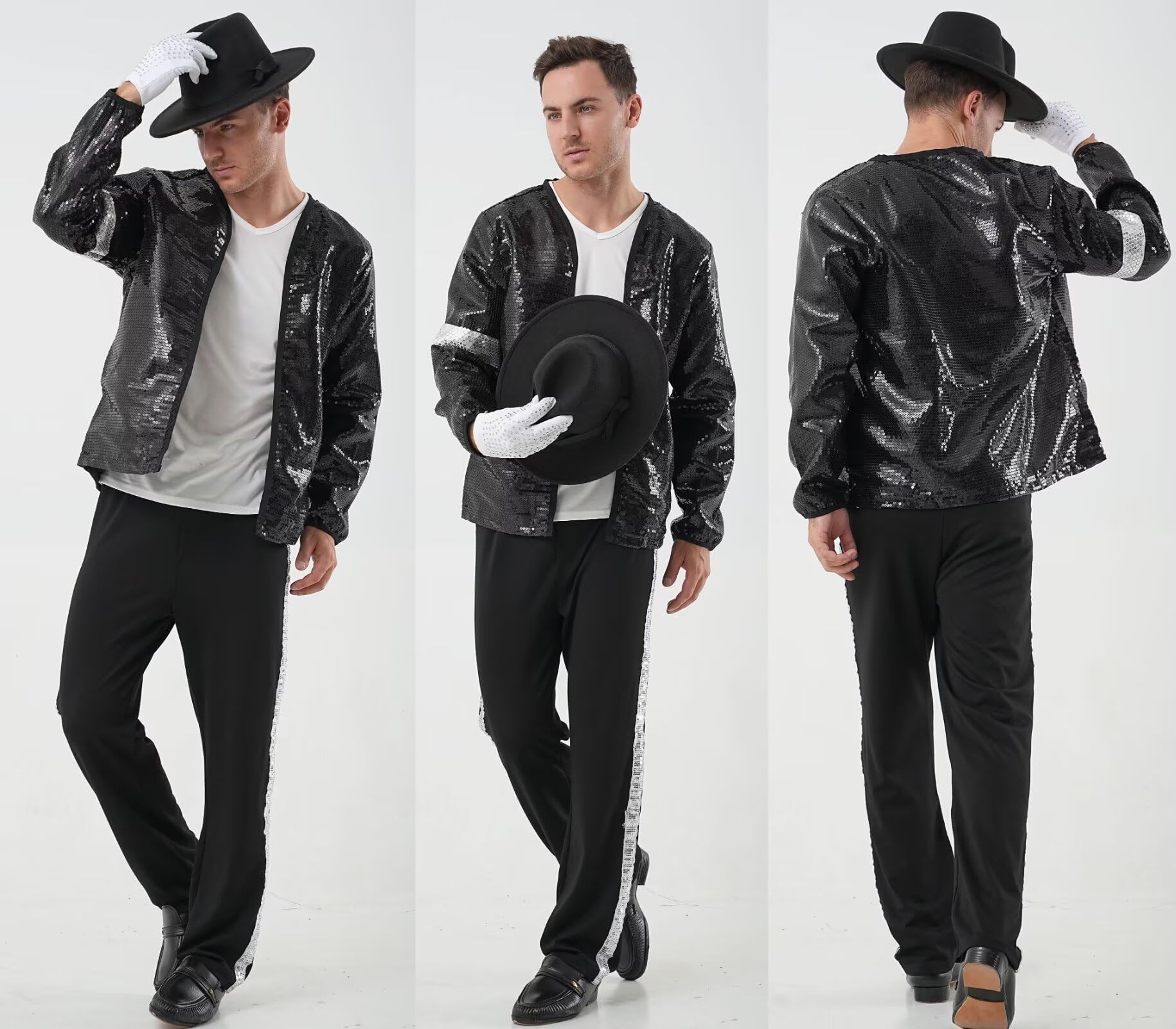 Hommes Femme Halloween Noël Cadeaux Fête Cosplay Costume Rétro Carnaval Danse de Spectacle Outfits:Veste+Pantalon+Chapeau+Chaussettes+Gant-5ps Kit Cosplay Costume