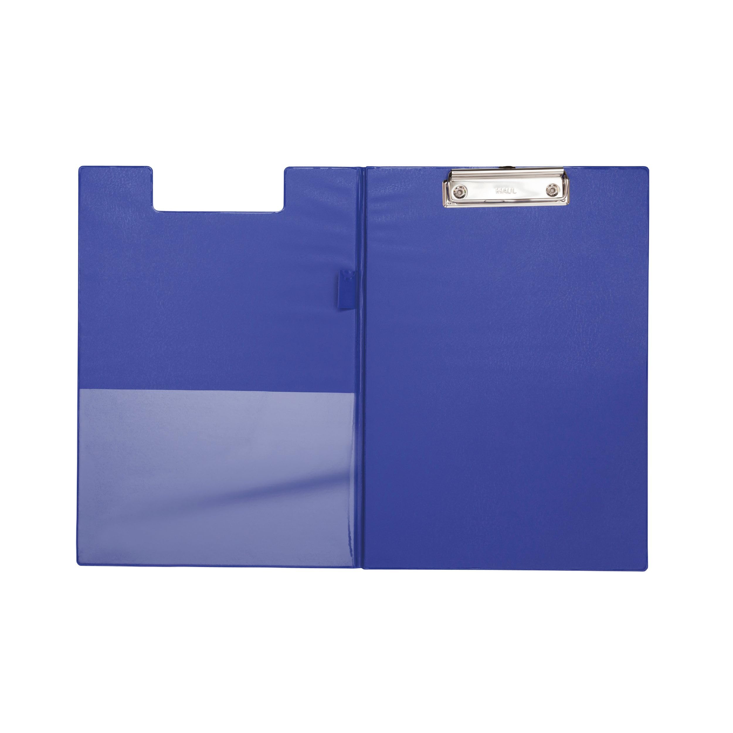 MAUL MAULpoly A4 Writing Case, Cardboard Clipboard with PP Film Cover, Conference Folder with Compartment for Documents, Practical for Hanging, for Office, Kitchen and Workshop, Blue
