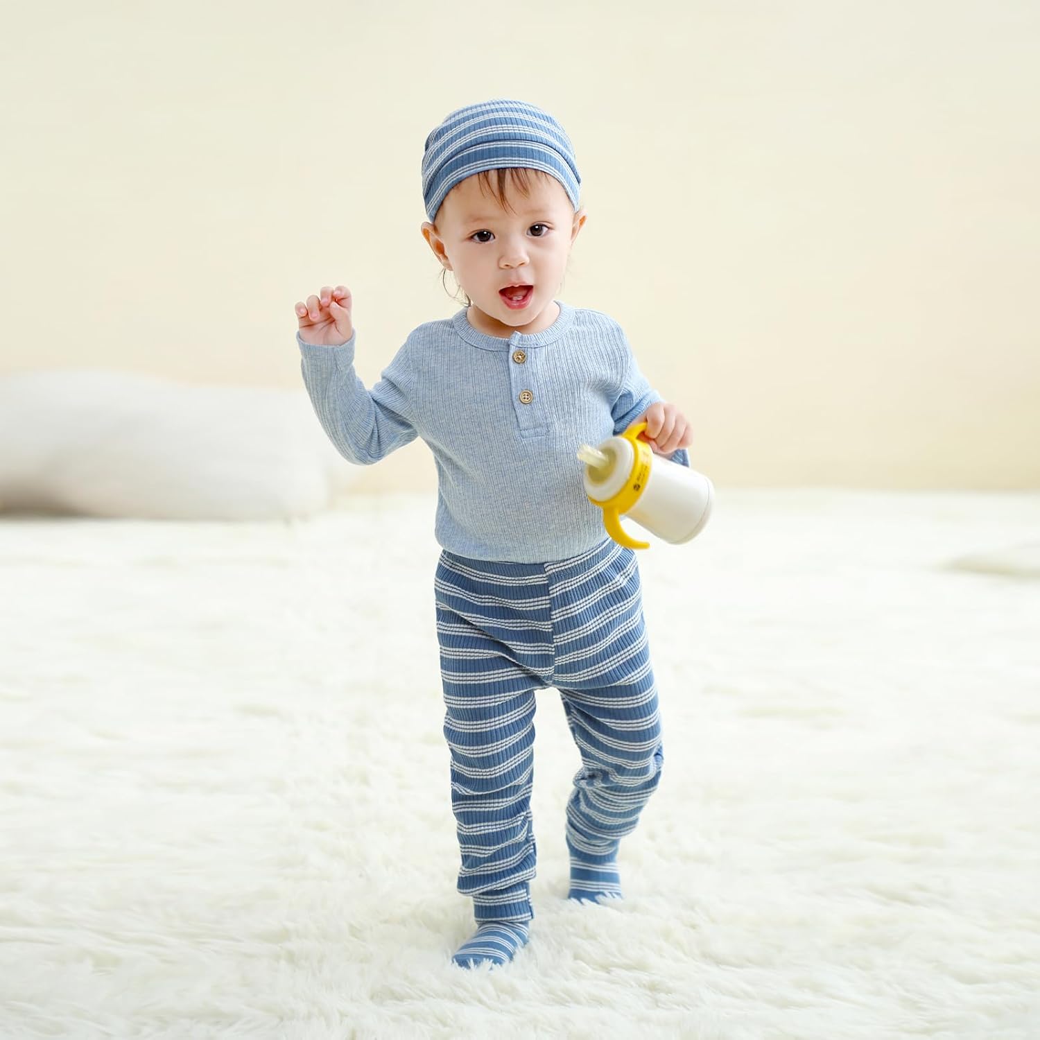 Baby Long Sleeve Bodysuits 3-Pack Cotton Infant Baby Boy Girl Clothes Outfit 0-12Months