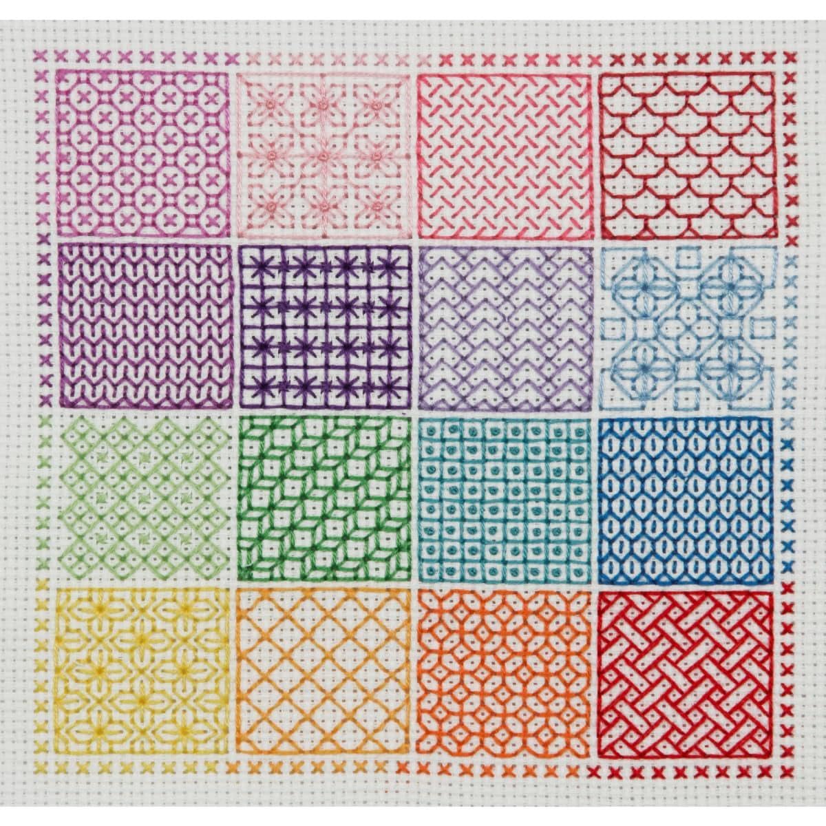 ANCHOR Counted Blackwork Stitch kit Sampler, 14x14cm, DIY