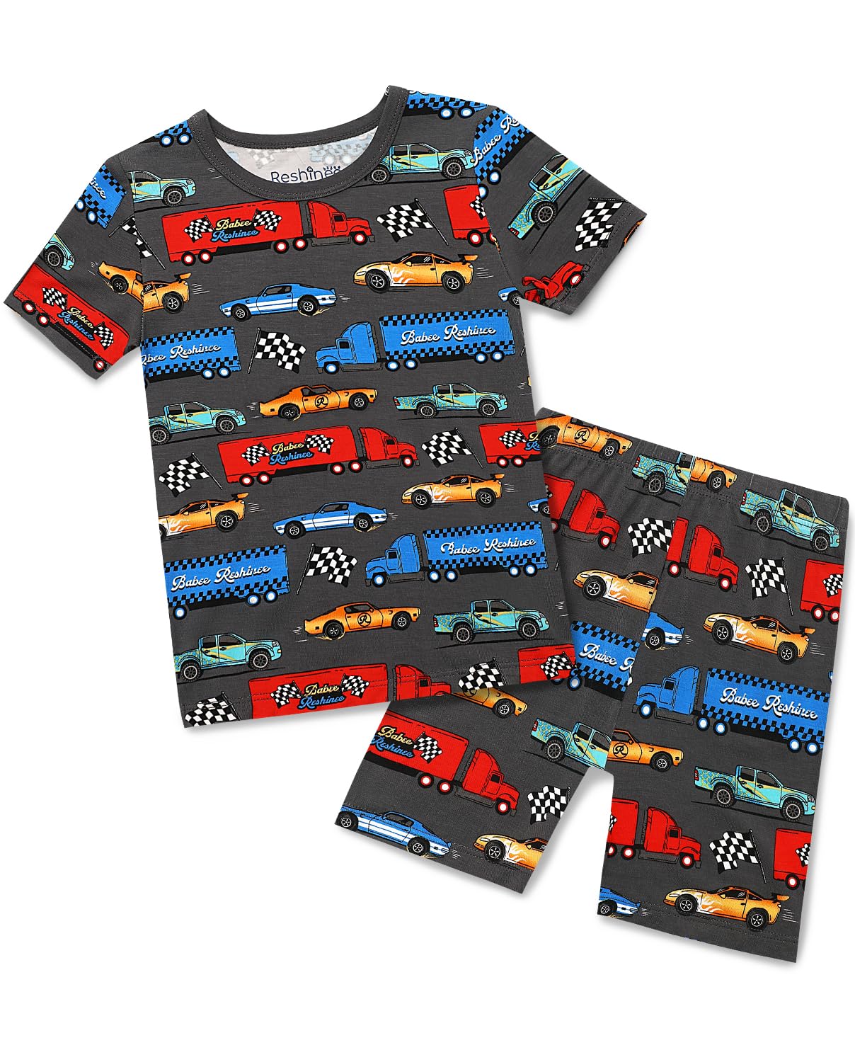babee Reshinee Bamboo Viscose Toddler Car Pajamas Boys Girls Kids Cool Short Summer 12M-8Y Snug fit Pjs Set 2pcs