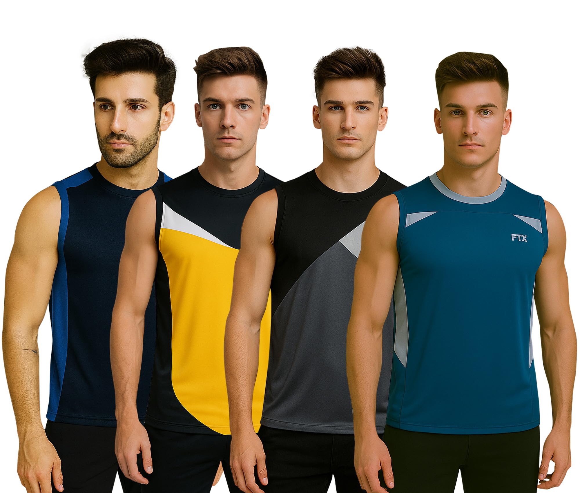 FTX Drifit Colorblock Sleeveless Activewear Sports Tshirt for Men (Pack of 4)-picture-22