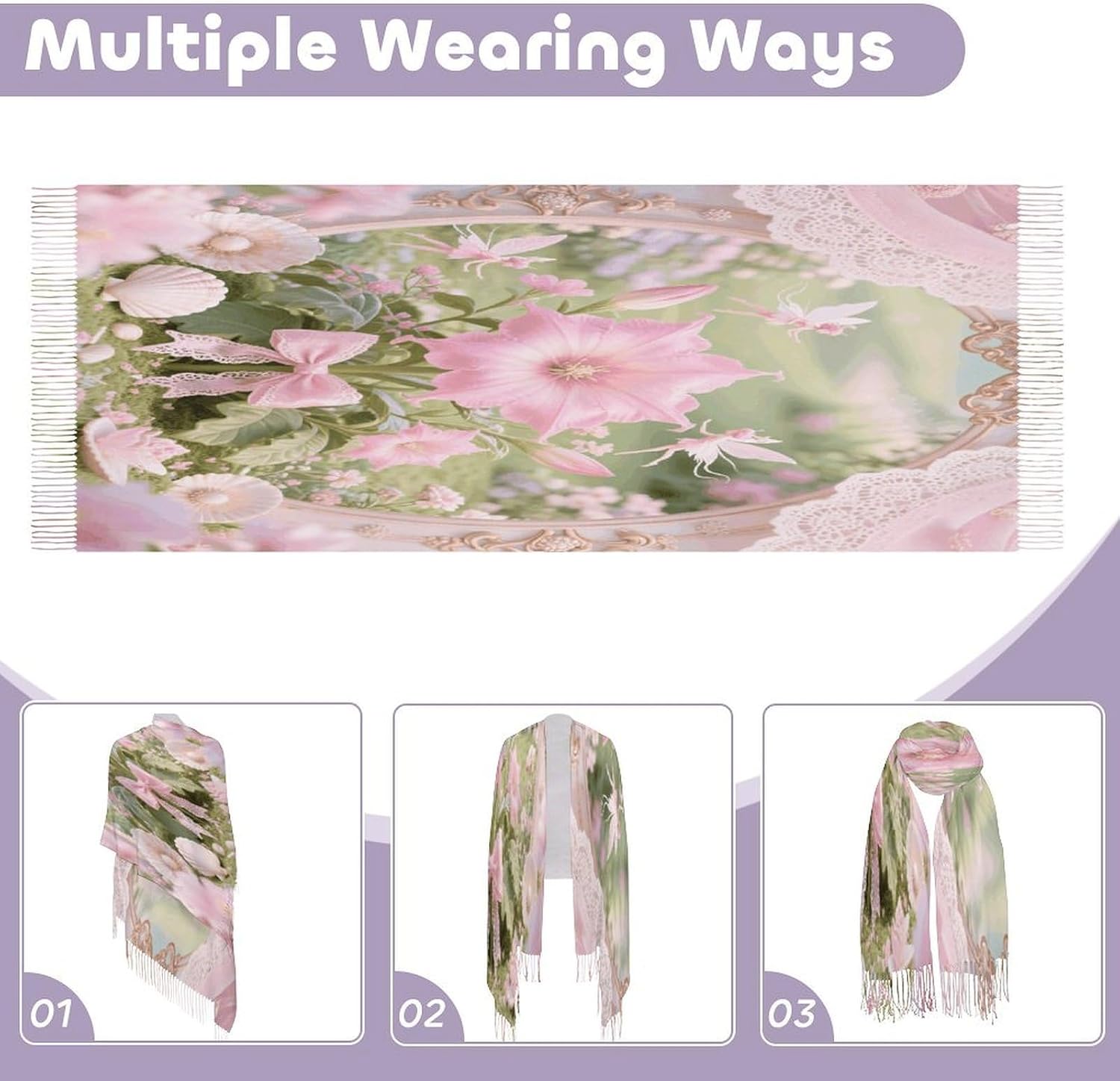 Mandala Flower Scarf for Women Men Classic Fashion Blanket Scarves Soft Cashmere Feel Scarf Cold Weather Warm Long Shawl Winter Large Scarves Classic Blanket Scarfs Thick