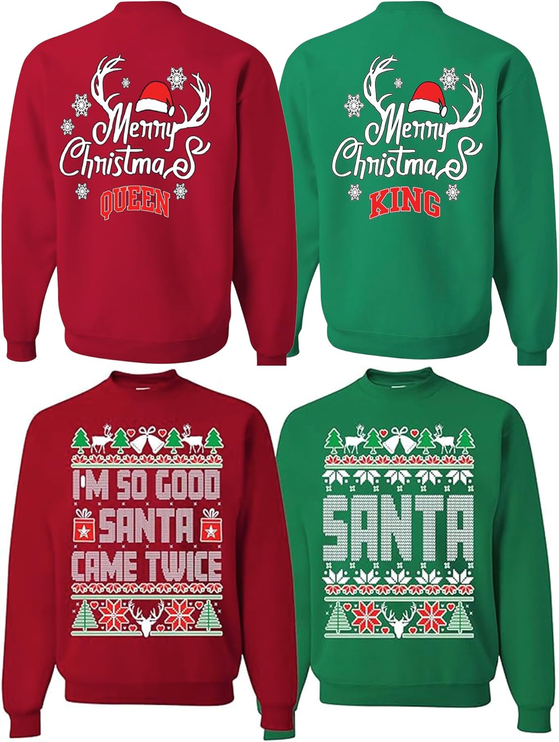 wild custom apparel COUPLES SWEATSHIRTS FRONT AND BACK FUNNY UGLY CHRISTMAS SWEATER SWEATSHIRT