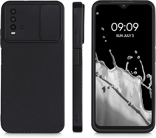 Miniatura 8 de kwmobile Funda compatible con Xiaomi Redmi 9T - Cubierta de teléfono TPU suave con protector de lente de cámara deslizante - Negro