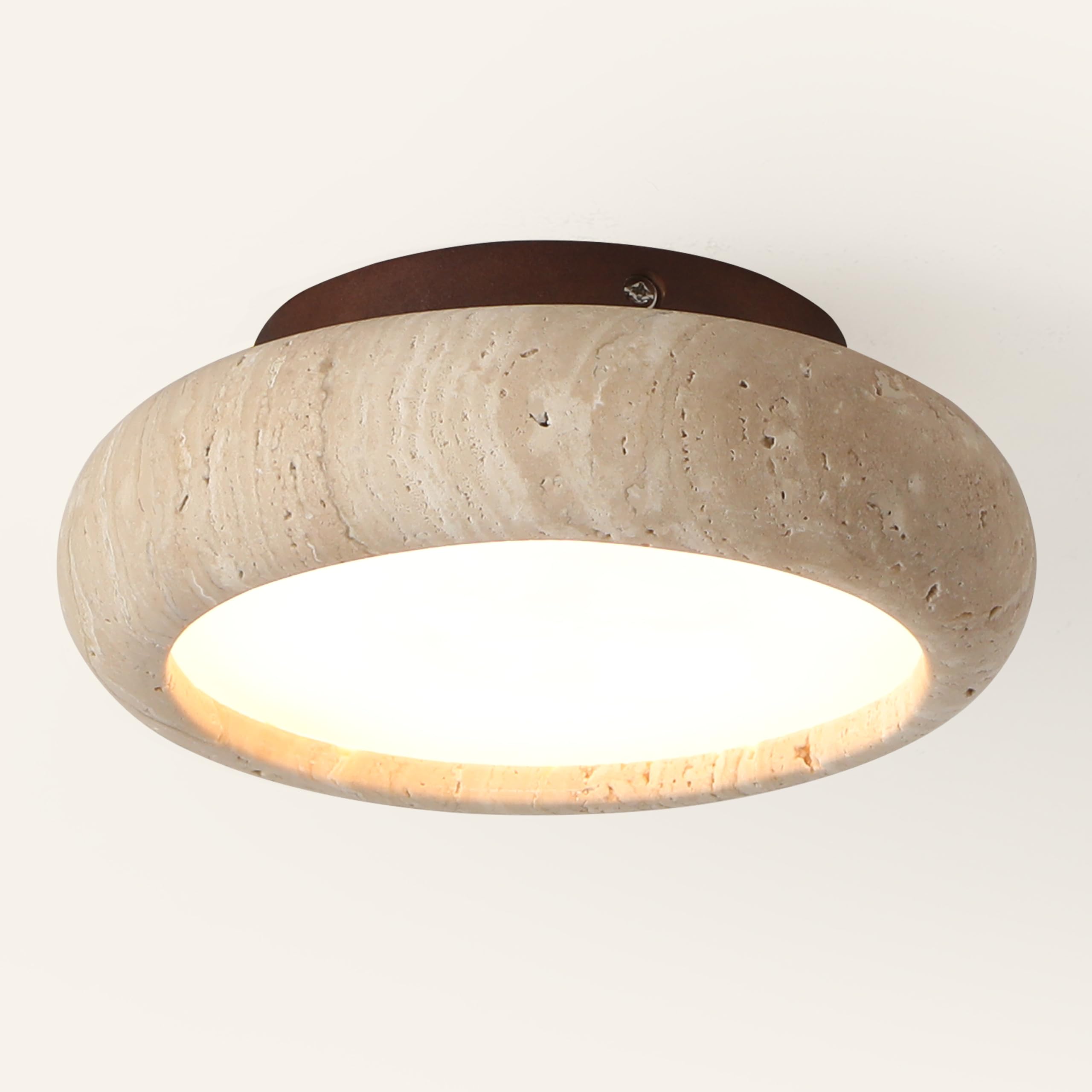 20cm 700lm 7W Plafoniera LED Giapponese Lampadario Wabi-Sabi Lampada Travertino Giallo Lampadari Rotonda Plafoniere luce Calda per Camere da Letto Sale da Pranzo Cucina Corridoi E Ingressi