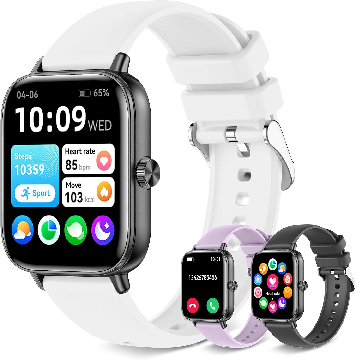 Smart Watch for Women with Bluetooth Call Answer/Dail,1.85" DIY Dial Fitness Watch with Heart Rate Sleep Monitor Step Counter 120+ Sports Modes Waterproof Smartwatch for Android iOS Black