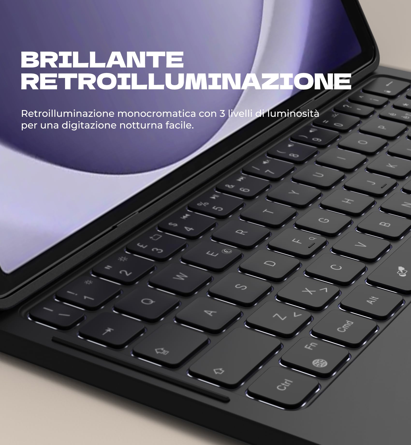 Dexnor Funda con Teclado para Samsung Galaxy Tab A9+ 2023 11 Pulgadas, Español Ñ Teclado con Ultrafino Desmontable, Trackpad Multitáctil, Retroiluminación, Funda Protectora con Portalápices, Negro
