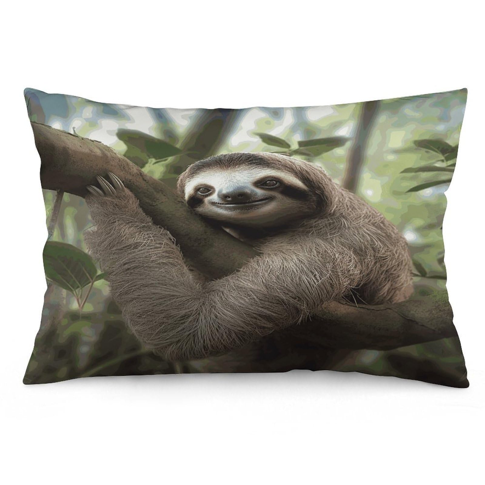 Sloth Animal Throw Pillow Covers with Silent Zipper Polyester Pillow Protectors Removable Pillow Cases Soft Pillowcase Cozy Pillow Sham Cushion Cover for Sofa Car Bed 16 "x24