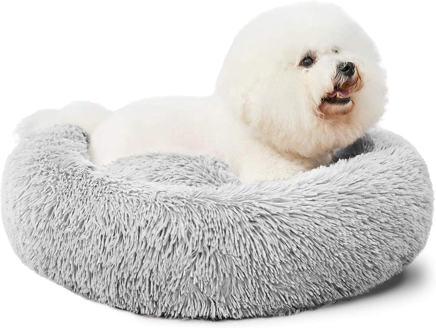 ANWA Dog Beds Calming Donut Cuddler, Puppy Dog Beds Medium Dogs, Fluffy