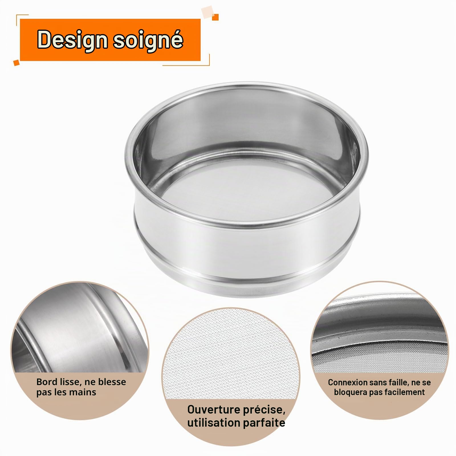 PATIKIL Tamis De Laboratoire 300 Mailles, Tamis D'essai 4" De Diamètre Toile Métallique 304 En Acier Inoxydable (0.05mm) Pour Laboratoire Industriel