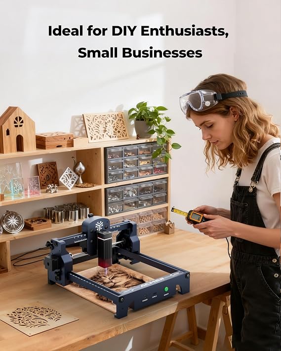 ACMER S1 Laser Engraver, 6000mW Laser Engraver Machine Higher Accuracy Lazer Cutter and Engraving Machine with Working Area 130x130mm,0.04mm Laser Spot Engraving Machines & Tools