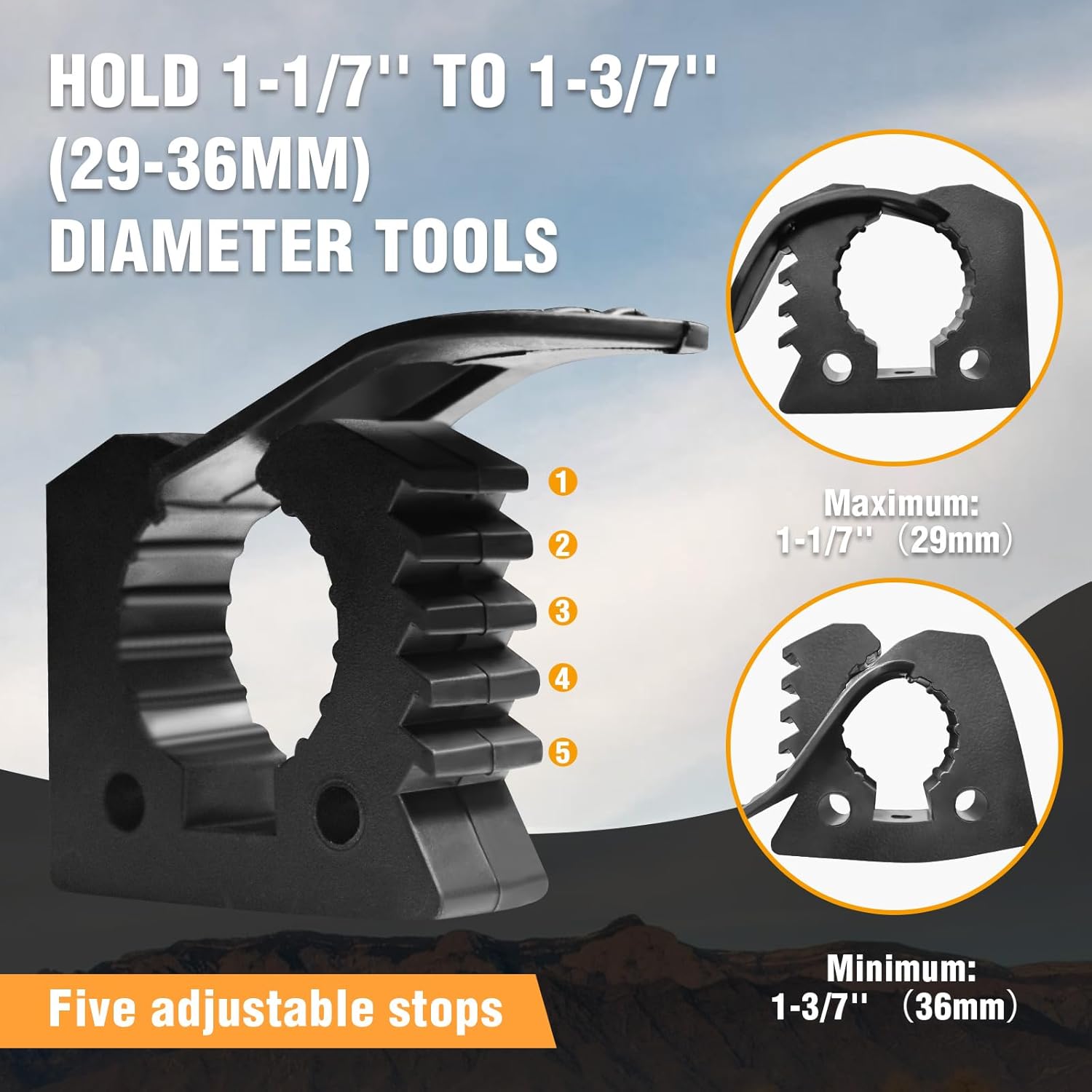Quick Release Shovel Holder Mount Roof Rack Shovel Mounts for Trucks Off-Road Vehicles UTVs ATVs with 1" 1.5" 1.75" Bull Bars Roof Racks Roll Cages Hold 29-36mm Diameter Tools 2 Pairs
