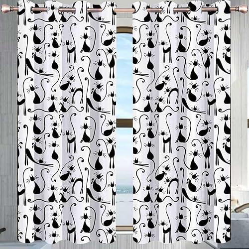 Miniatura 2 de Cat Lover Decor Collection Cortina para Dividir Habitacion, cortinas de puerta con ojales para puertas que reducen la luz, 63 pulgadas de ancho por