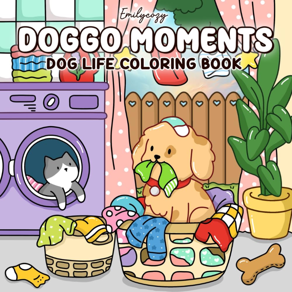 Doggo Moments: Dog Life Coloring Book for Adults and Teens