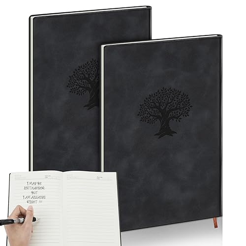Lewtemi 2 Pcs Left Handed Notebooks Life Tree Leather Notebooks