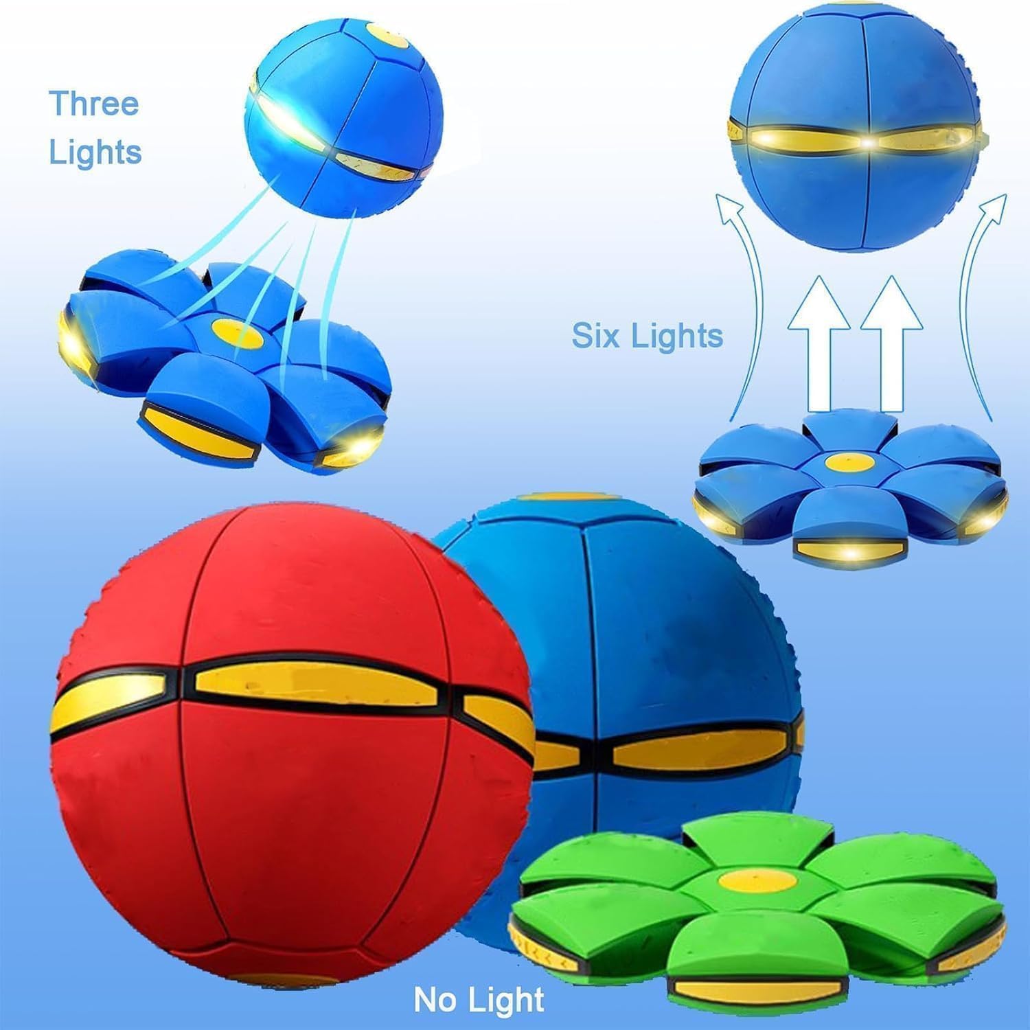 Magic Bouncing Ball, Magic Bouncing Ball with 6 Light, Dual Form Freely Switchable, Parent-Child Interaction Suitable for Indoor & Outdoor Use (Green)