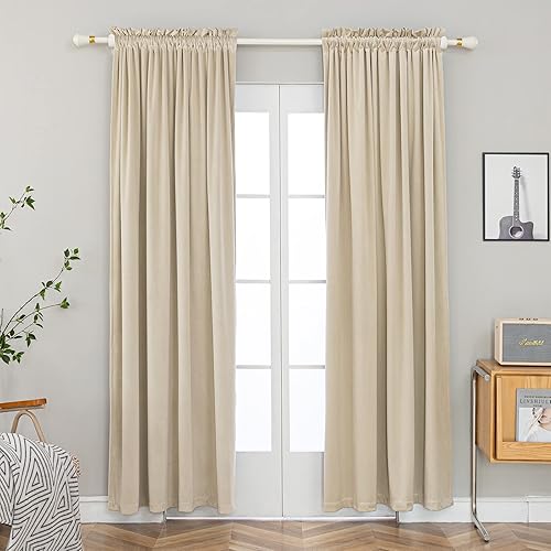 PLEASANT BOULEVARD Cortinas de terciopelo 2 paneles Cortinas opacas pesadas con bolsillo para barra, cortinas de oscurecimiento con aislamiento