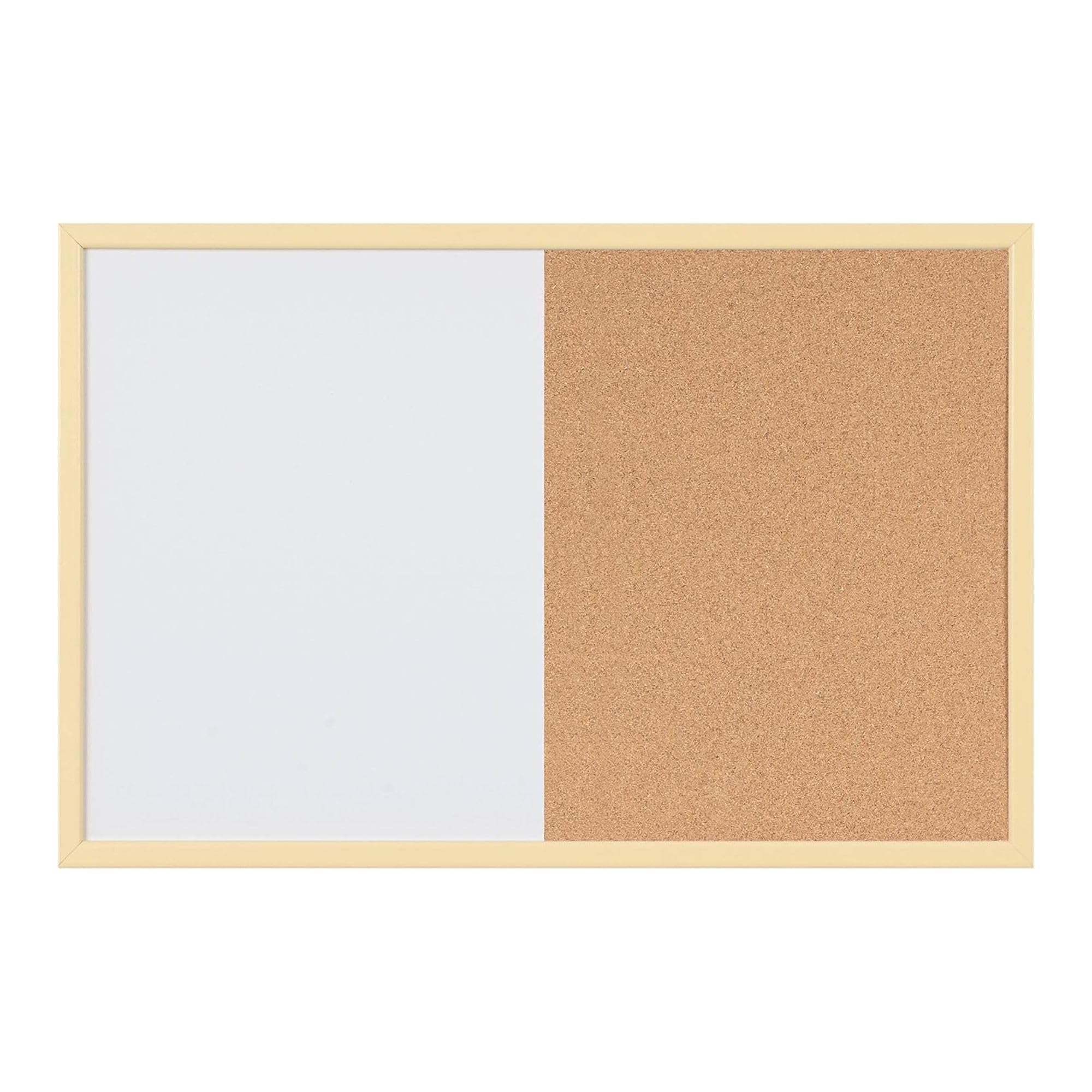 MasterVision Pastel Combo Bulletin and Dry Erase Board, 24" x 18", Yellow Frame, Decorative Magnetic Whiteboard and Cork Board, Wall Décor for Home,
