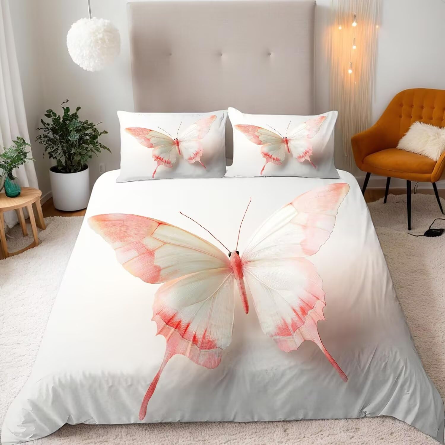 Housse de couette papillon 140x200 cm pour chambre d'enfant et ado