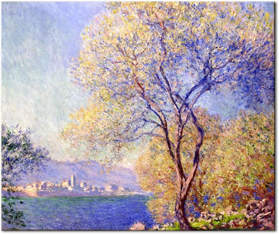 Wieco Art Claude Monet Wall Art, Antibes Seen from The Salis Garden 1988 Famous Painting Reproduction Canvas Print, Ready to Hang Home Office Decor