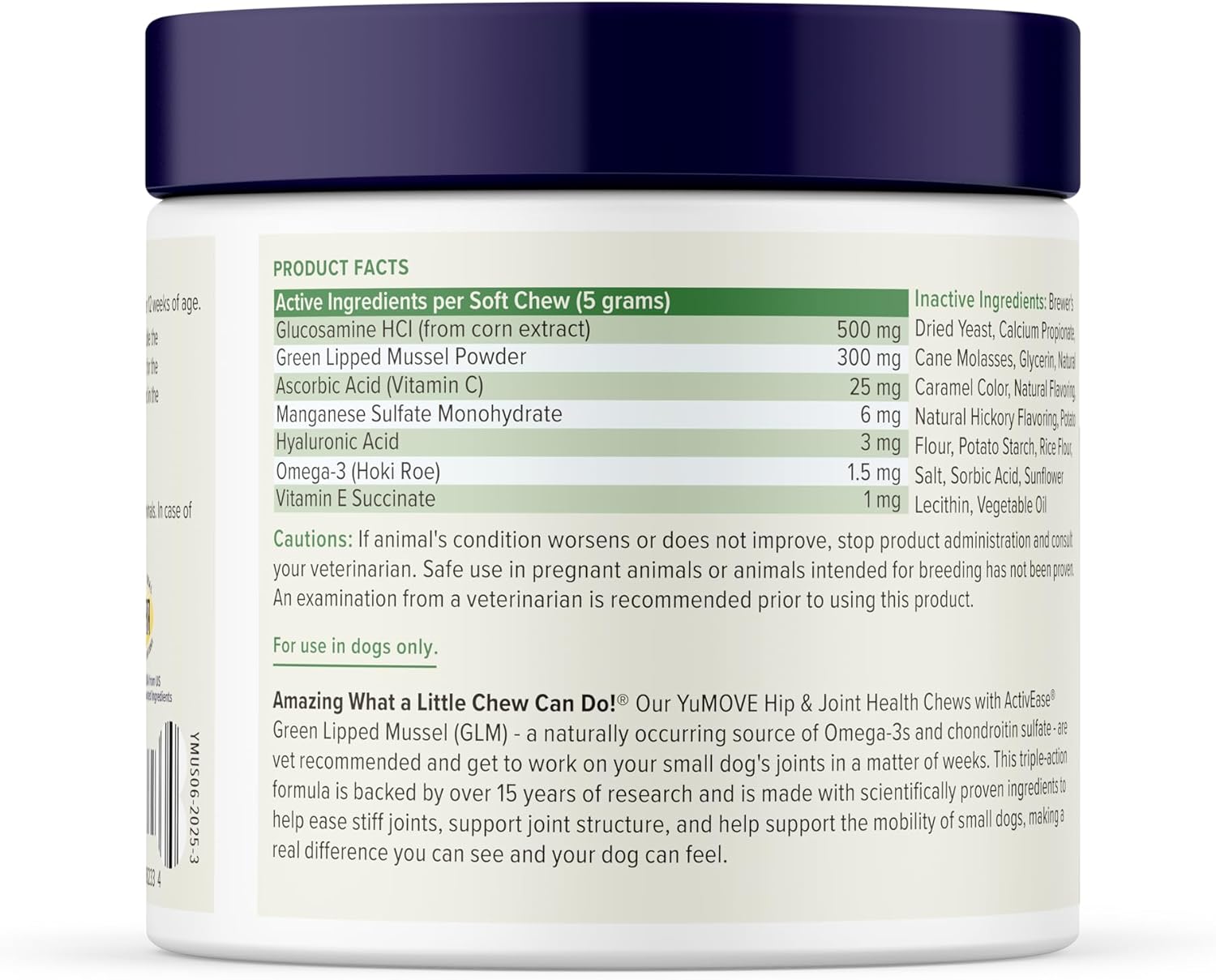YuMOVE Hip & Joint Supplement for Dogs - Glucosamine, Green Lipped Mussel, Hyaluronic Acid & Omega 3 Supports Mobility, Flexibility & Joint Comfort - 60 Chews (Small/Medium Dogs)