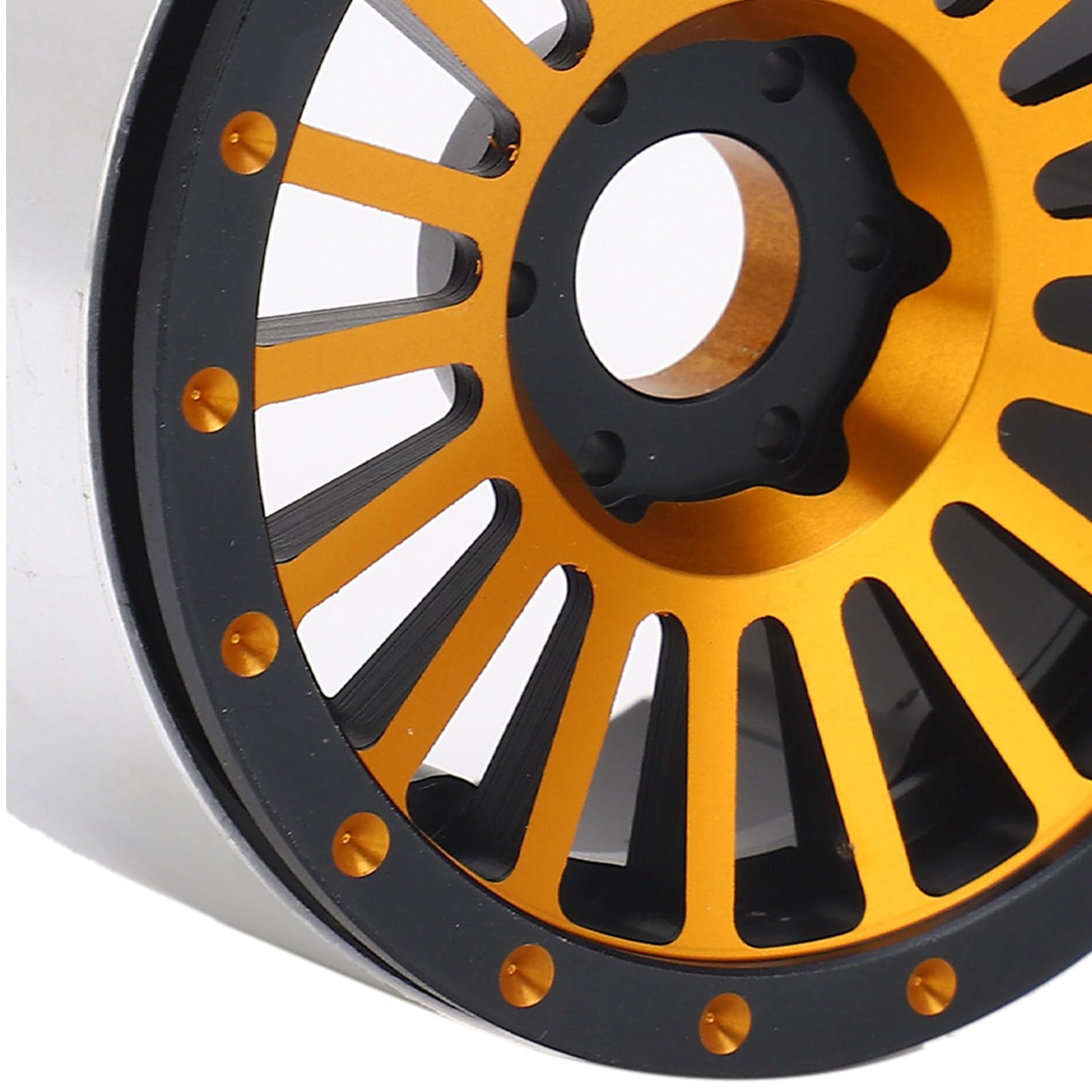 Cerchio in lega di alluminio RC da 2,6 pollici, 4 pezzi; cerchio metallico per auto RC, facile da installare e dal design leggero; ricambio per Axial RR10 90048, parti per auto RC (Oro)