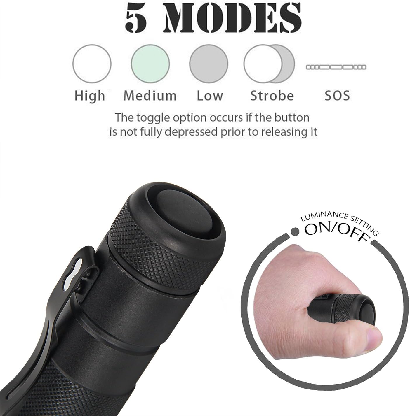 ULTRAFIRE 3 Pack Wf502b Flashlight LED 1000 Lumens 5 Modes Waterproof Torch 502b Flashlights (Batteries Not Included)