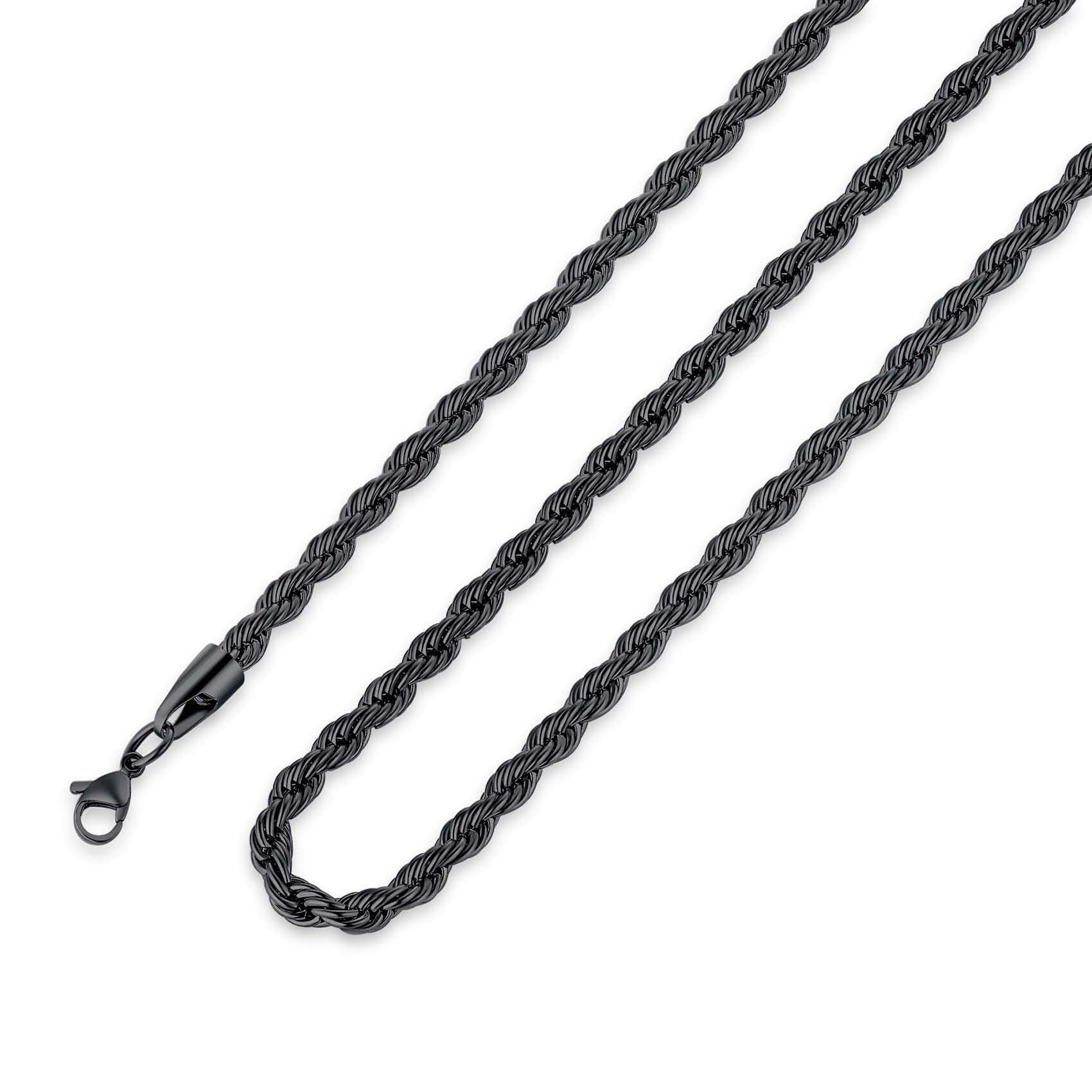 M MOOHAM2.5MM 3MM 4MM 5MM Black Silver Gold Plated Stainless Steel Twist Rope Chain Necklace for Men Women 16-36 Inch
