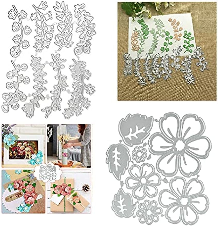 12 Pieces Leaf Cutting Dies, Flower Leaves Metal Die Embossing Stencil