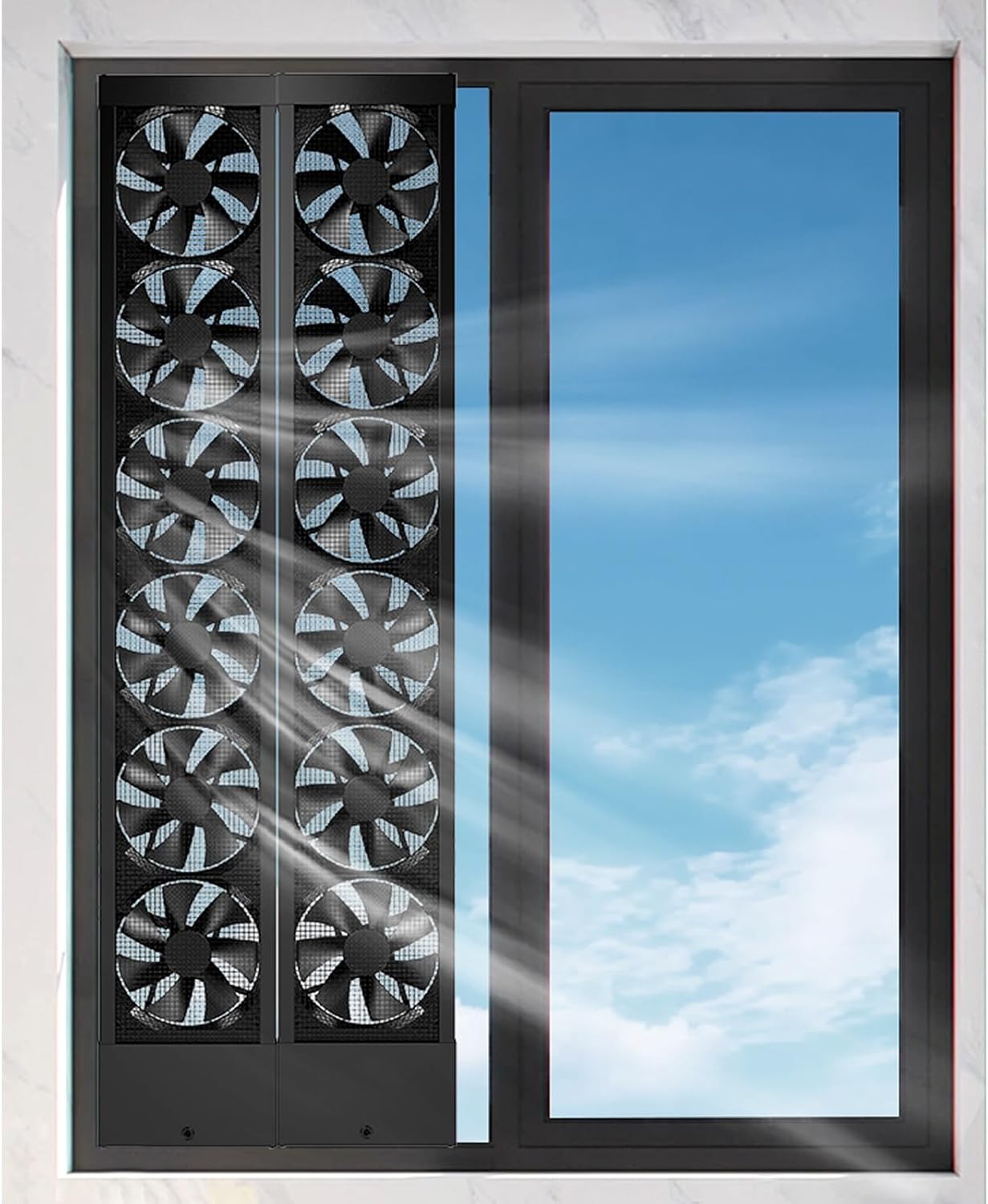 Vertical Window Exhaust Fan 5.3-74.4 Inch, 5CM Retractable Ventilation for Bedroom, Bathroom, Kitchen, Office - Quiet & Efficient Air Circulation (95-105cm/37.4-41.3in)