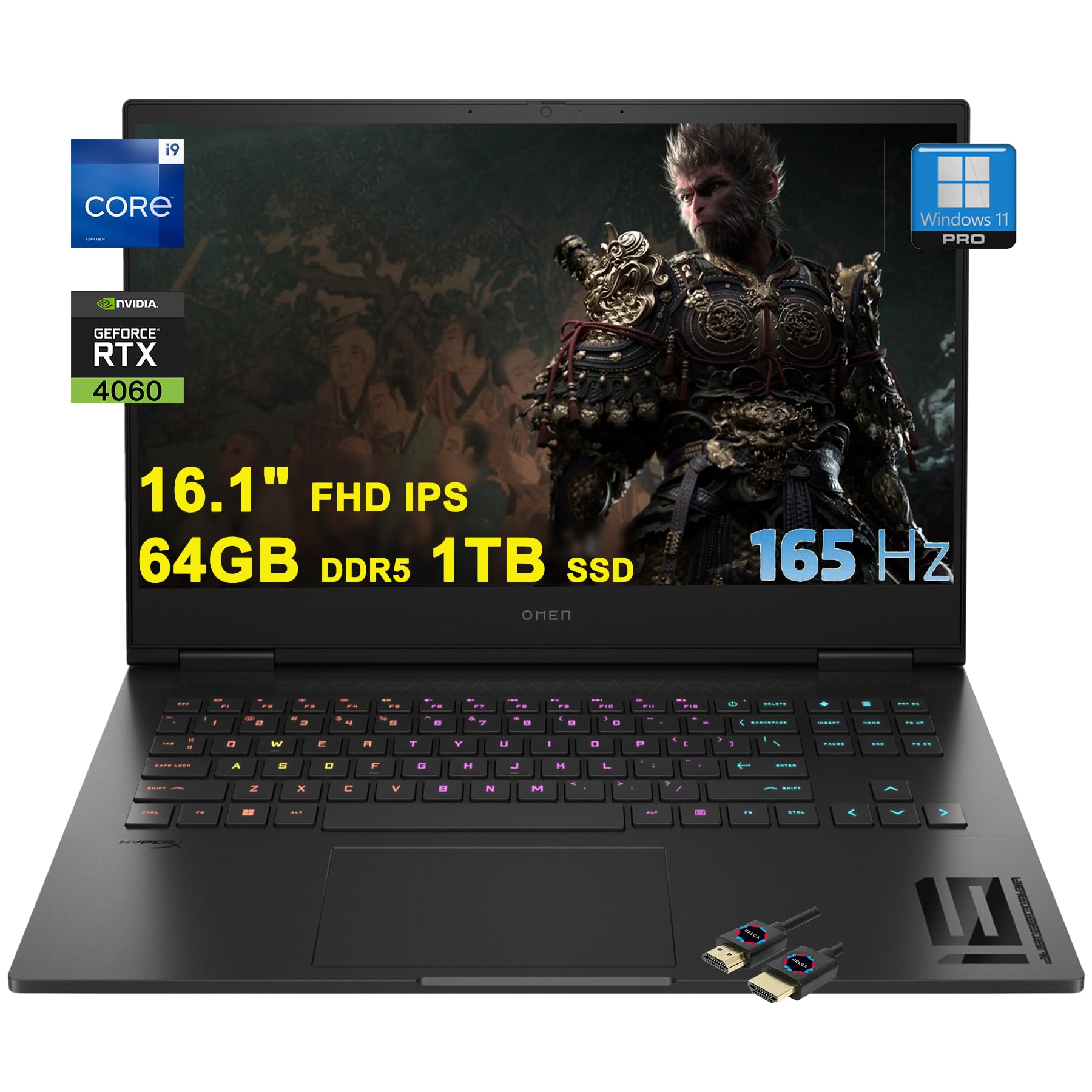 Omen 16 Gaming Laptop | 16.1" FHD 165Hz sRGB 100% G-SYNC | Intel 24-core i9-13900HX | 64GB DDR5 1TB SSD | GeForce RTX 4060 | Backlit Thunderbolt FHD Camera Office2021Pro Win11Pro w/DLCA Accessory
