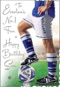 Everton Birthday Card for Son - Football Design - Everton's No.1 Fan - Special Finishes and Illustrated Insert Leaf - Made in the UK