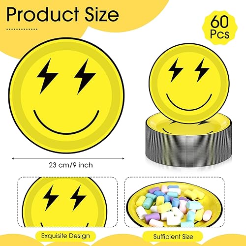 Miniatura 2 de Yaomiao 60 platos de papel desechables de 9 pulgadas One Happy Dude One Happy Dude para fiesta de primer cumpleaños, platos de papel desechables