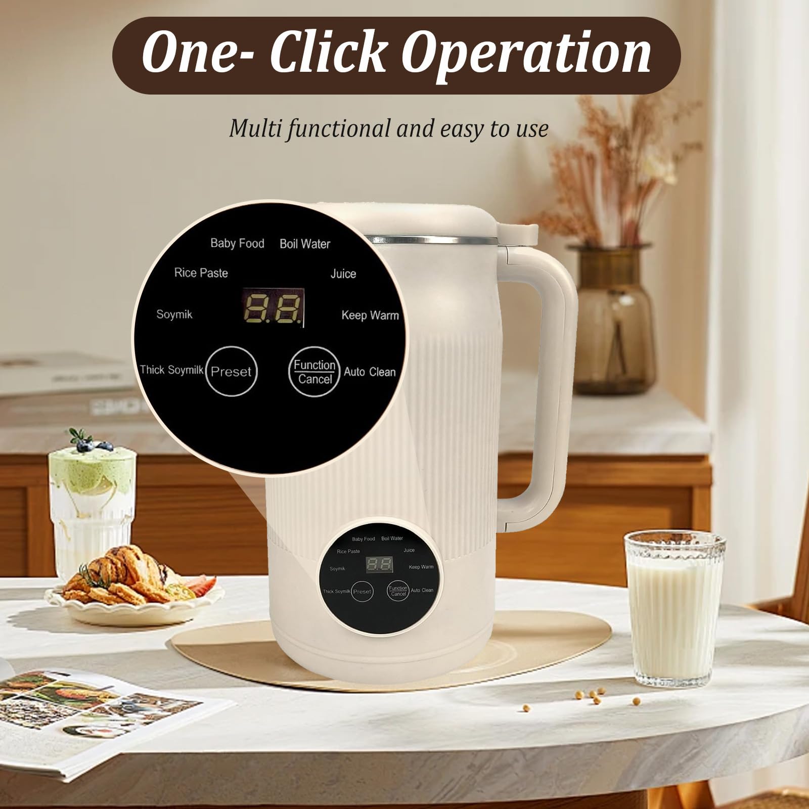 Macchina per latte di noci 8 in 1, robot da cucina 1200 ml, acciaio inox autopulente